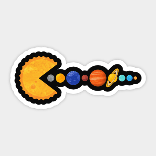 Pacman Eating Planets Sticker